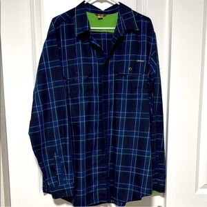 Eddie Bauer Blue and Green Plaid Men's Shirt